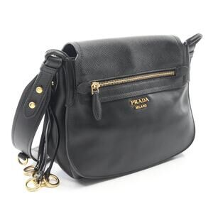 Prada Bag Shoulder Leather Corsaire Black